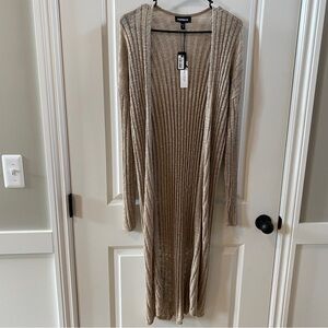 Express Gold Duster w Silver Metallic Threading Detail Size Medium NWT